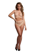 DUO NET KEYHOLE BRA SET NUDE O/S