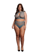 DUO NET KEYHOLE BRA SET BLUE P/S