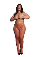 SUSPENDER PANTYHOSE WITH STRAPPY WAIST RED P/S