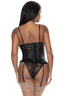 EXPOSED BUSTIER & PANTY SET BLACK S/M