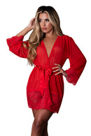EXPOSED 3/4 SLEEVE ROBE RED L/XL