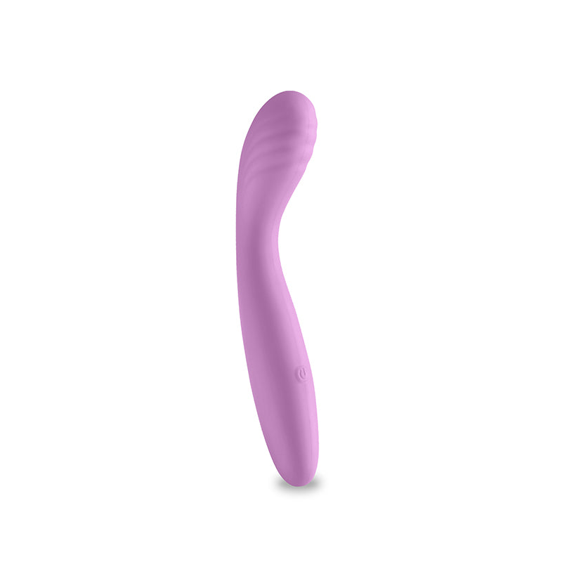 Desire Sonata in pink: slim curved silicone G-spot vibrator with a ridged tip