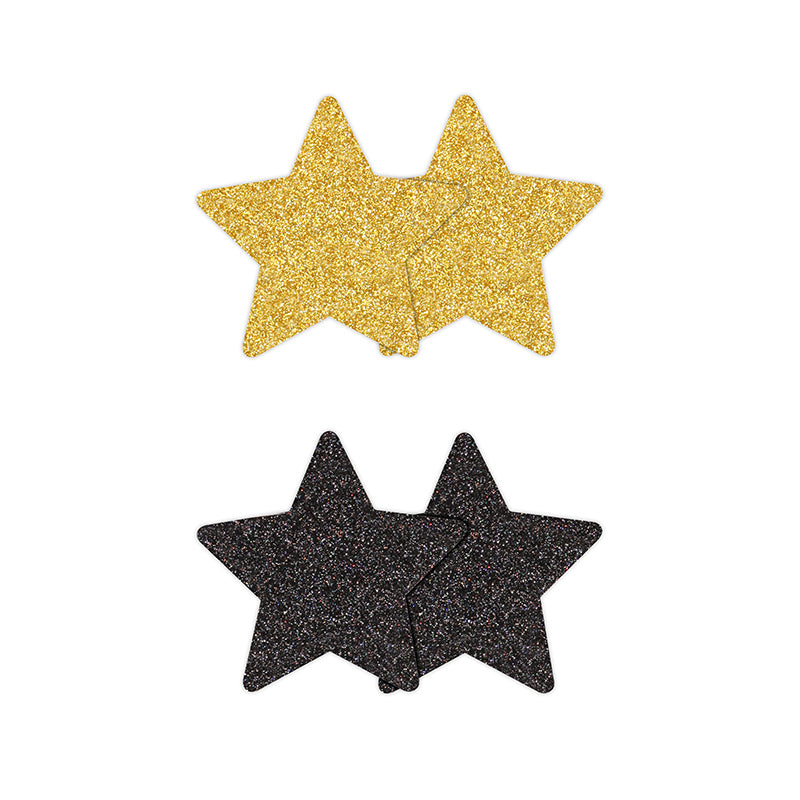 GLITTER STAR PASTIES BLACK & GOLD