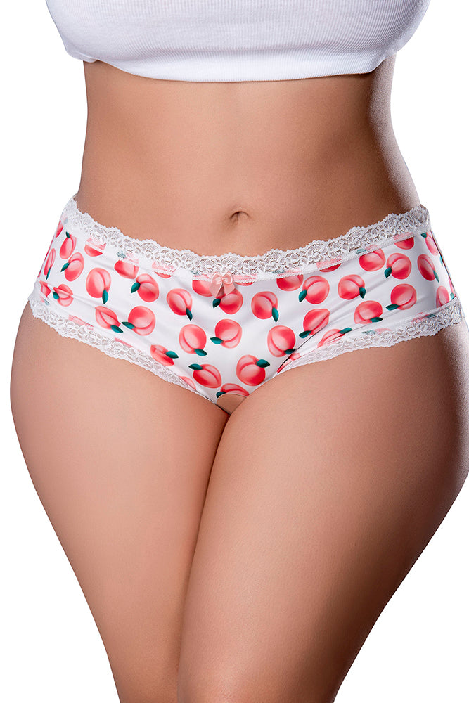 SWEET TREATS CROTCHLESS BOY SHORT & LUBE PEACH P/S