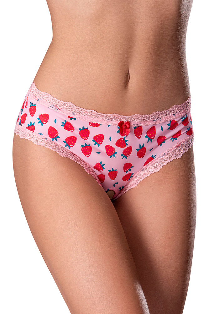 SWEET TREATS CROTCHLESS BOY SHORT & LUBE STRAWBERRY MEDIUM