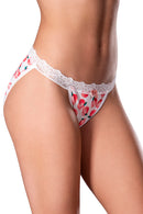 SWEET TREATS CROTCHLESS SPLIT BACK THONG & LUBE PEACH LARGE