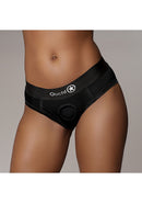 VIBRATING STRAP ON HIGH CUT BRIEF BLACK M/L