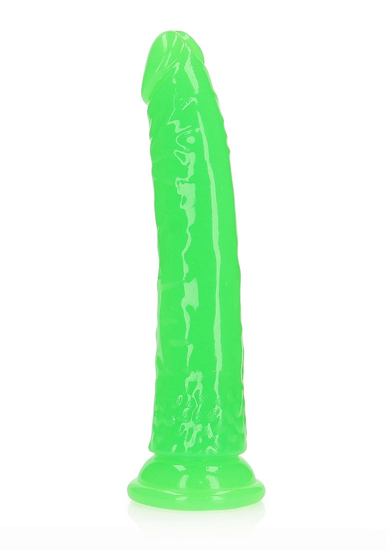 REALROCK GLOW IN THE DARK 8" SLIM DILDO GREEN