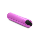 Bang! metallic bullet vibrator in shiny purple with a black power button