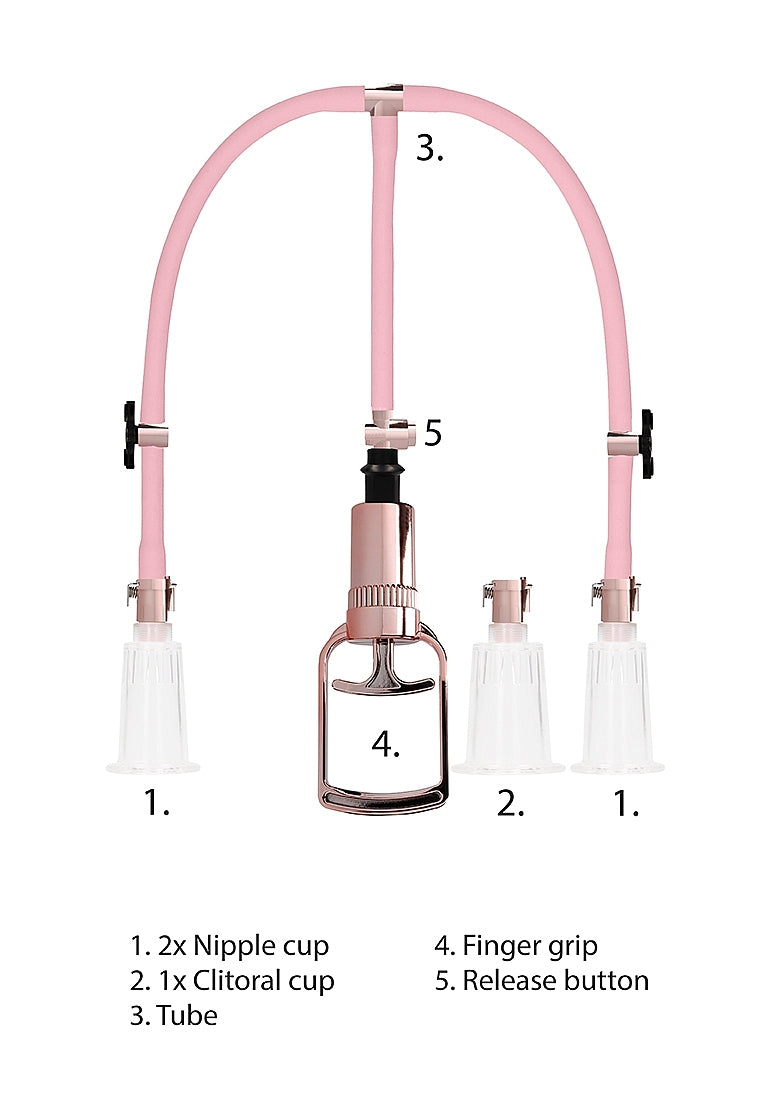 CLITORAL & NIPPLE PUMP SET ROSE GOLD LARGE