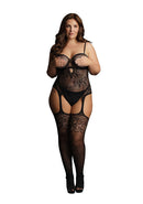 RHINESTONE SUSPENDER BODYSTOCKING BLACK P/S