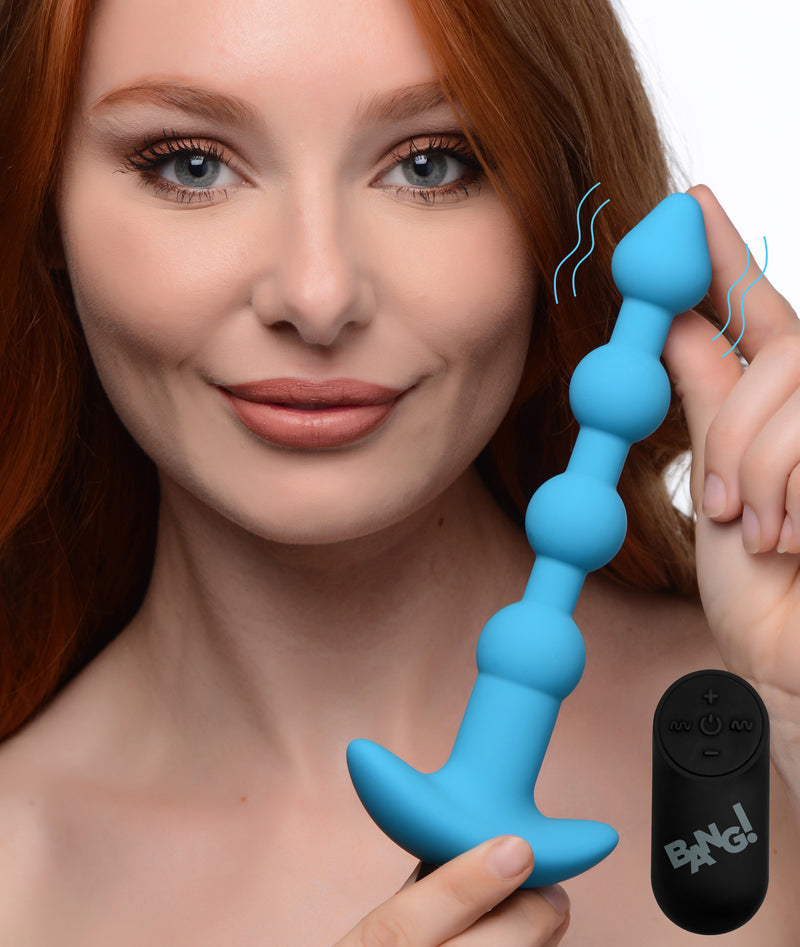 BANG! VIBRATING ANAL BEADS WITH REMOTE BLUE