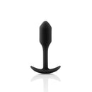 b-Vibe Snug Plug 1 in black: small weighted silicone butt plug with a slim neck and anchor base