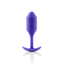 b-Vibe Snug Plug 2 in purple: weighted silicone butt plug with a slim neck and anchor base