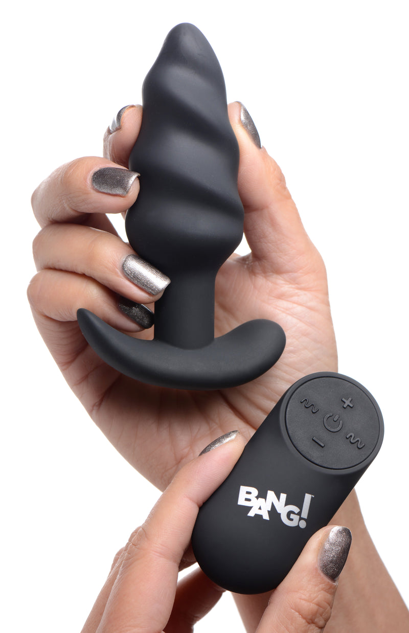 BANG! ULTRA SWIRL ANAL PLUG WITH REMOTE BLACK