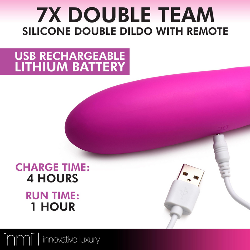 INMI DOUBLE TEAM DILDO PINK WITH REMOTE