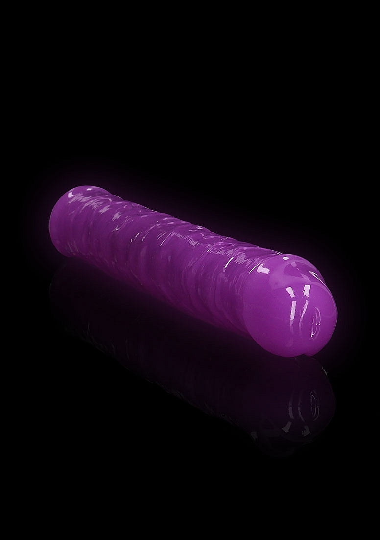 OUCH! GLOW IN THE DARK 12" DOUBLE ENDED DILDO PURPLE