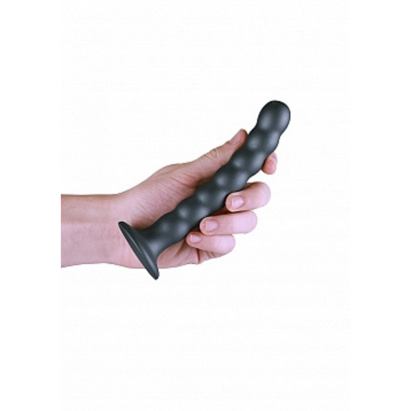 BEADED G SPOT 6.5" DILDO GUNMETAL