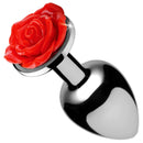 Medium red rose plug at an angle, showing the rose and polished bulb