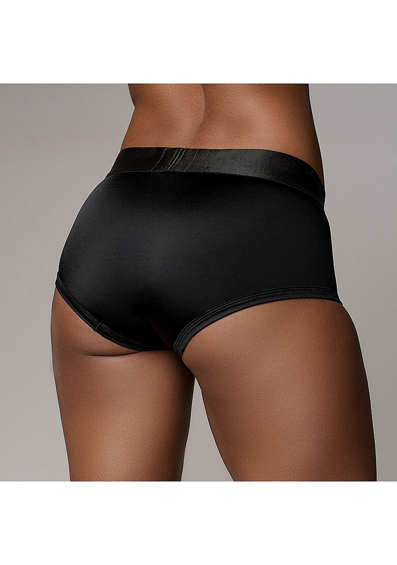 VIBRATING STRAP ON BRIEF BLACK M/L