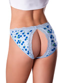 SWEET TREATS CROTCHLESS SPLIT BACK THONG & LUBE BLUEBERRY P/S