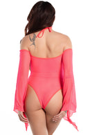HOT PINK MESH ROMPER  O/S