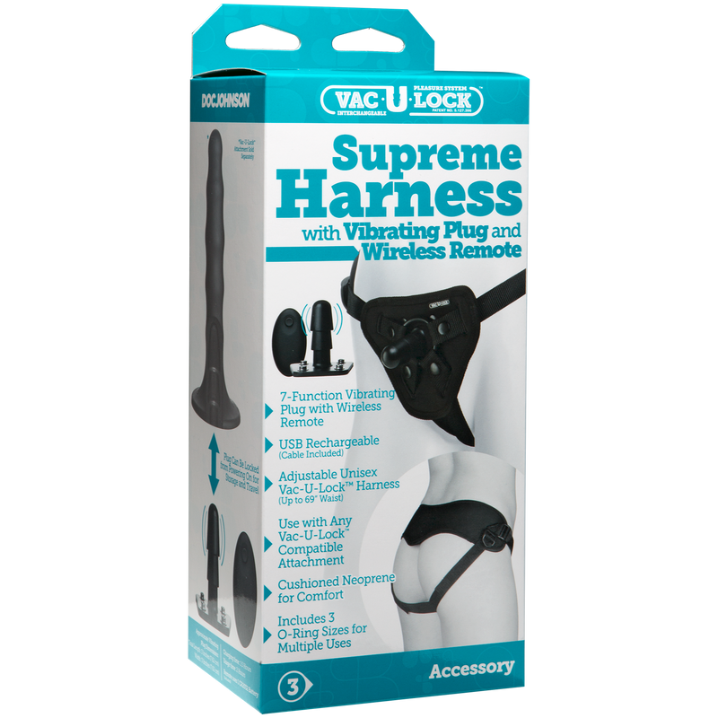 VAC-U-LOCK SUPREME HARNESS WITH VIBRATING PUG