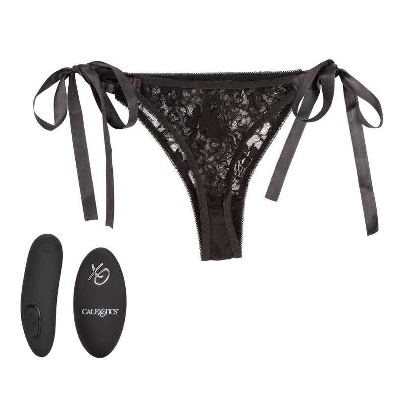 BLACK LACE THONG SET WITH REMOTE