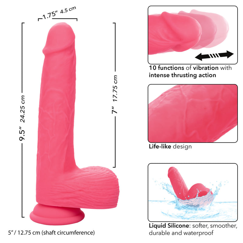 STUDS RUMBLING & THRUSTING DILDO PINK 7"