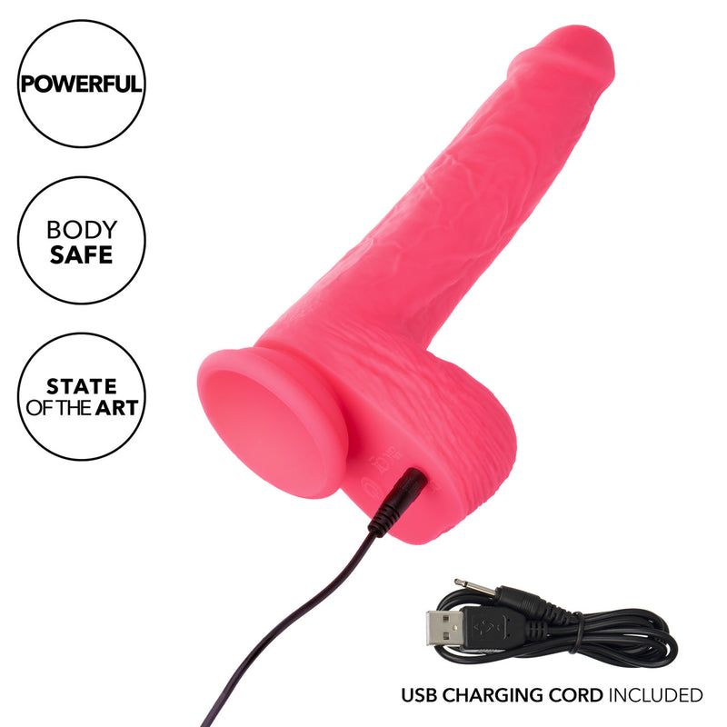 STUDS RUMBLING & THRUSTING DILDO PINK 7"