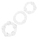 CalExotics Island Rings in clear: set of three stretchy cock rings with raised beads and bumps