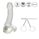 Island Ring on a clear display model. 3 piece set, 90 day warranty, easy to use, stretchy, raised designs