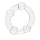Close-up of one clear Island Ring with large beads and small bumps
