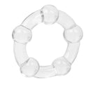 Close-up of the clear Island Ring with five large beads
