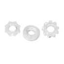 The three clear Reversible Rings in a row, front view
