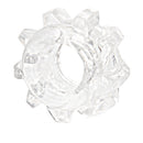 Close-up of the clear star-shaped ring with textured points