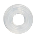 CalExotics Premium Silicone Ring Medium: clear stretchy silicone cock ring with a thick ribbed band, front view