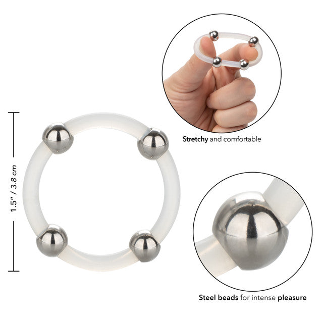 STEEL BEADED SILICONE RING LARGE