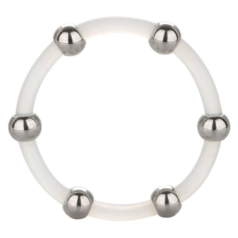 STEEL BEADED SILICONE RING XL