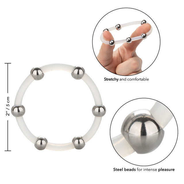 STEEL BEADED SILICONE RING XL