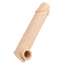 CalExotics Performance Maxx 8 in Extension in ivory: realistic liquid silicone penis extension with scrotum strap
