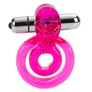 Front view of the pink Dual Clit Flicker showing the nubbed tongue pad and bullet