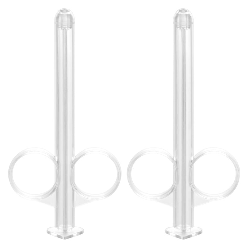 CalExotics Lube Tube 2 pack: two clear reusable lubricant applicator syringes with finger grips