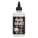 CalExotics Fuck Sauce: 8 oz (236.6 ml) water-based lubricant in a clear bottle with a black For Juicier Junk label