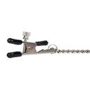 Close-up of one Bull Nose Nipple Clamp with its tension screw and chain ring