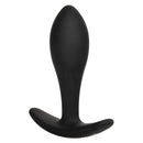 CalExotics Boundless Teardrop Plug: small black silicone anal plug with a teardrop tip and curved pull handle base