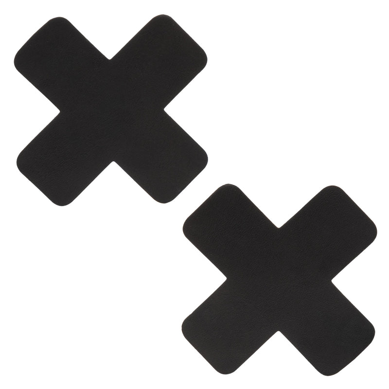 CalExotics Boundless X Pasties: pair of black X-shaped self-adhesive nipple pasties