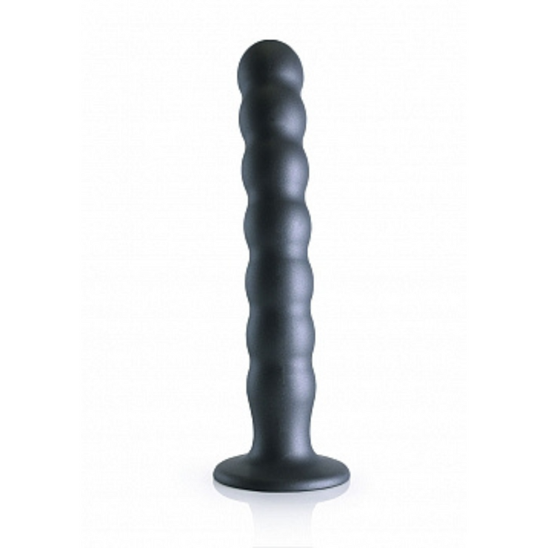 BEADED G SPOT 8" DILDO GUNMETAL