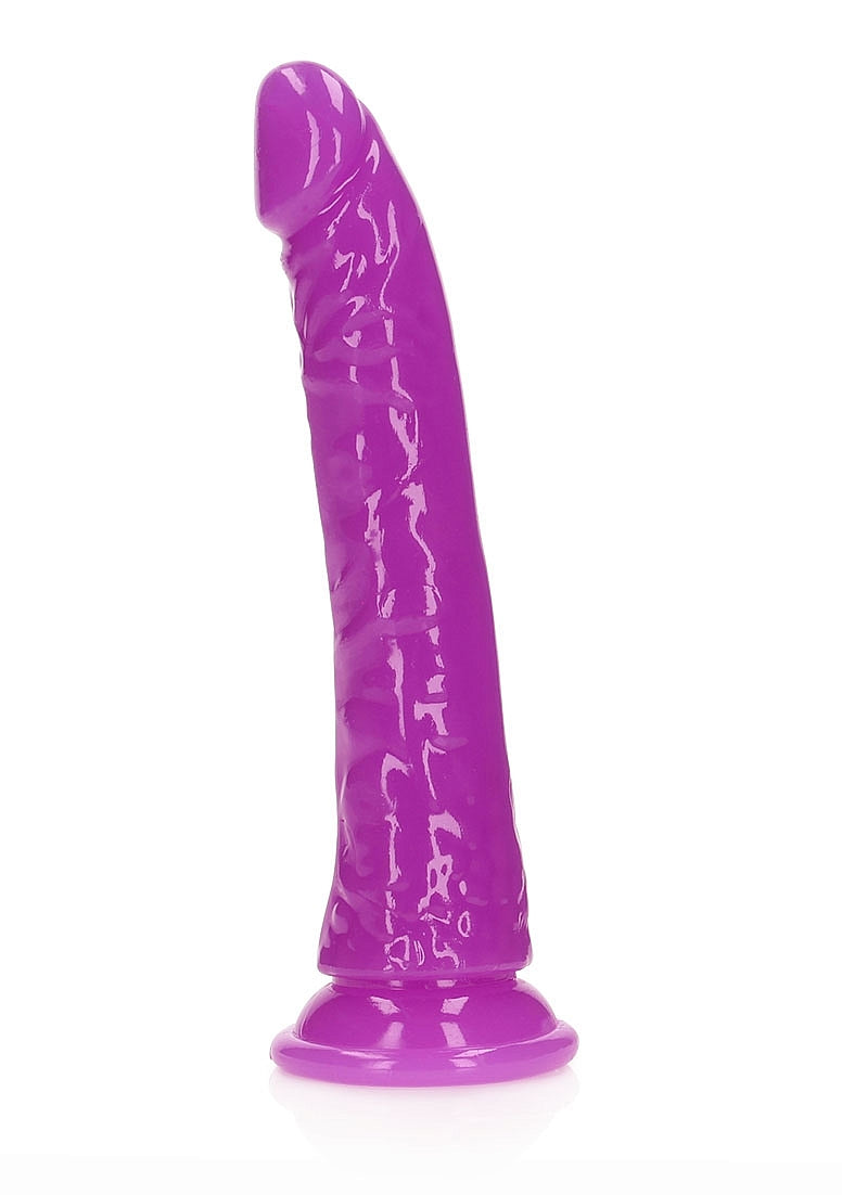 REALROCK GLOW IN THE DARK 7" SLIM DILDO PURPLE