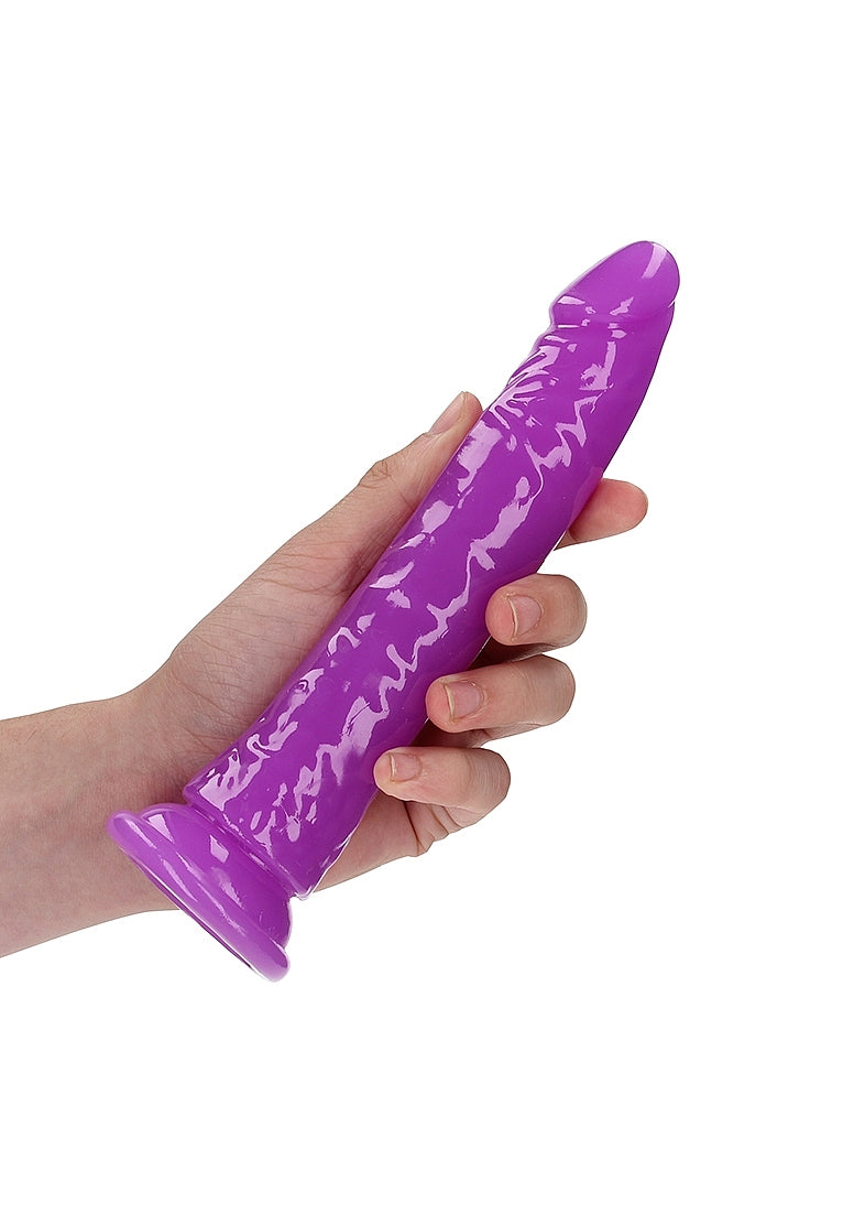 REALROCK GLOW IN THE DARK 8" SLIM DILDO PURPLE